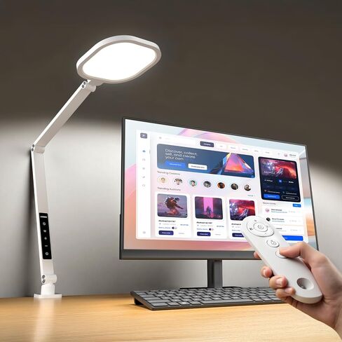 Led Desk Lamps for Home Office, 1200LM Clamp On Desk Light for Video Calls, 3000k-6500k Computer Zoom Light for Video Conference, Adjustable Swing Arm Architect Office Table Lamp in Kuwait