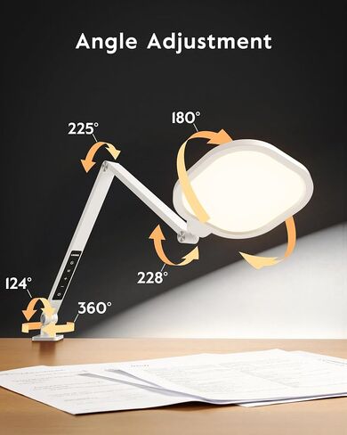 Led Desk Lamps for Home Office, 1200LM Clamp On Desk Light for Video Calls, 3000k-6500k Computer Zoom Light for Video Conference, Adjustable Swing Arm Architect Office Table Lamp in Kuwait