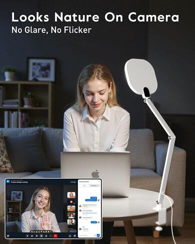 Led Desk Lamps for Home Office, 1200LM Clamp On Desk Light for Video Calls, 3000k-6500k Computer Zoom Light for Video Conference, Adjustable Swing Arm Architect Office Table Lamp in Kuwait