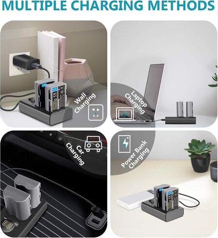 مجموعة بطارية بديلة وشاحن USB من NEEWER EN-EL25، عبوتان من البطاريات 1350 مللي أمبير في الساعة وشاحن USB مزدوج القناة من النوع C، متوافق مع كاميرا Nikon Z30 Z50 ZFC 4241 EN-EL25 شاحن بطارية MH-32 in Saudi Arabia