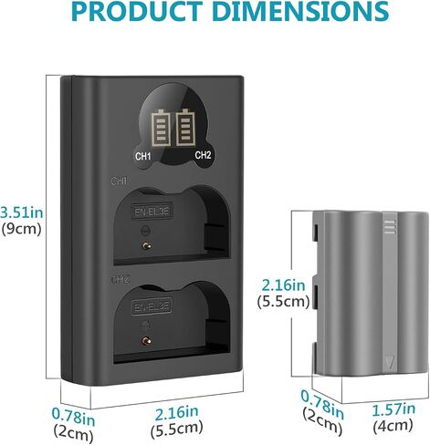 مجموعة بطارية بديلة وشاحن USB من NEEWER EN-EL25، عبوتان من البطاريات 1350 مللي أمبير في الساعة وشاحن USB مزدوج القناة من النوع C، متوافق مع كاميرا Nikon Z30 Z50 ZFC 4241 EN-EL25 شاحن بطارية MH-32 in Saudi Arabia