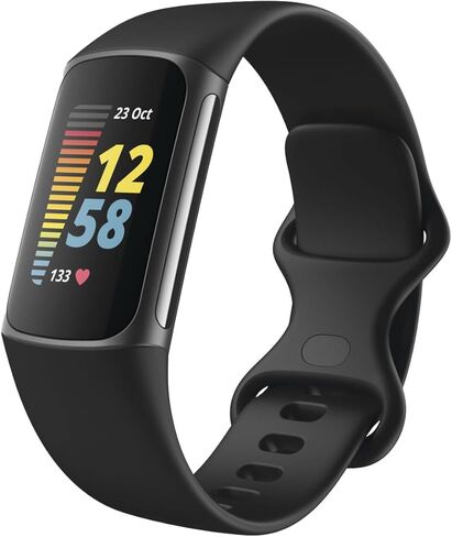 Fitbit Charge 5 Advanced Fitness & Health Tracker with Built-in GPS, Stress Management Tools, Sleep Tracking, 24/7 Heart Rate and More, Lunar White/Soft Gold, One Size (S &L Bands Included) (Renewed) in Saudi Arabia