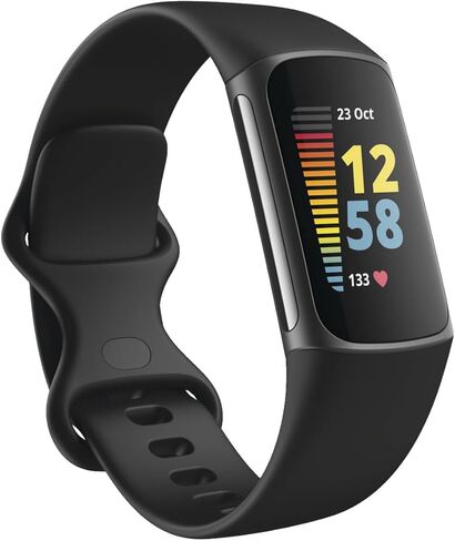 Fitbit Charge 5 Advanced Fitness & Health Tracker with Built-in GPS, Stress Management Tools, Sleep Tracking, 24/7 Heart Rate and More, Lunar White/Soft Gold, One Size (S &L Bands Included) (Renewed) in Saudi Arabia