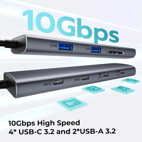 نيو كيو موزع USB صغير للاب توب: 4 منافذ USB 3.2 صغير الحجم، محول USB محمول فائق النحافة 5Gbps متوافق مع MacOS/Windows، Xbox، ذاكرة فلاش، هارد ديسك المحمول، لوحة المفاتيح، الماوس وما إلى ذلك in Kuwait