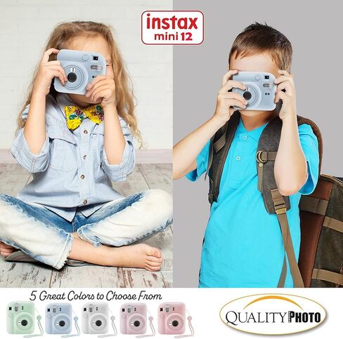 كاميرا Fujifilm Instax Mini 12 الفورية + 60 صورة مطبوعة + حزمة قيمة للصور عالية الجودة، حافظة، ملصقات تزيين، إطارات، ألبوم صور، (أخضر نعناعي) in Kuwait