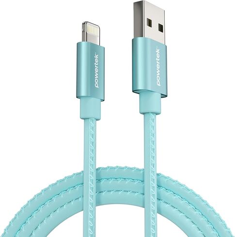 شاحن معتمد من LIQUIPEL Powertek Glow MFi متوافق مع أجهزة Apple iPhone وiPad وكابل 5 أقدام وسلك كابل Lightning إلى USB وكابل Lightning للشحن السريع (أزرق) in Kuwait
