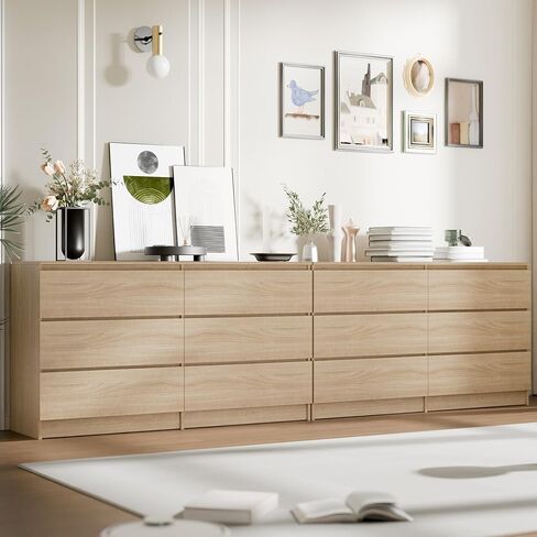 Cozy Castle 6-Drawer Storage Cabinet - 51.9" Wide Dresser with Countertop, Modern Wood Chest with Deep Drawers, Chest of Drawers, Handleless Modern Design for Living Room, Entryway, Hallway (Black) in Saudi Arabia