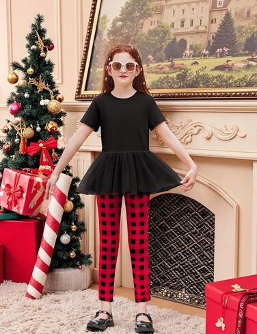 Arshiner Girls 2 Piece Outfits Casual Clothing Sets Short Sleeve Mesh Hem Roundneck Tops and Leggings Pants 2-10 Years in Saudi Arabia