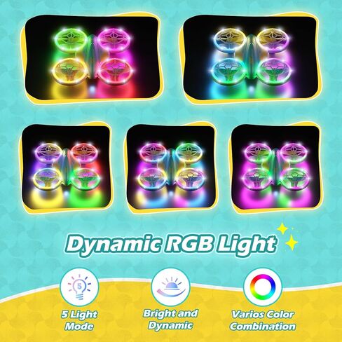 الفتيات LED RC بدون طيار ، هدية عيد ميلاد عيد الميلاد للفتيات الذين تتراوح أعمارهن بين 6 سنوات مع البطاريات البعيدة ، تقلبات 360 درجة ، 3 أوضاع السرعة ، 45 دقيقة رحلة داخلية وخارجية الطيران - الورود الأحمر الأصفر in Kuwait