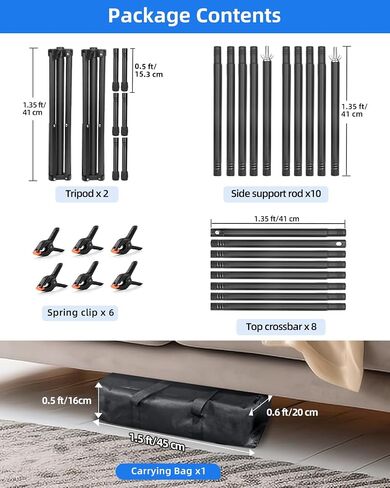 Hemmotop Backdrop Stand 10x8ft, Versatile Sizes Adjustable Banner Holder | Metal, Fits Projector Screen, Background, Balloon, Ideal for Photoshoot, Wedding, Birthday, Baby Shower Party, Photo Booth in Saudi Arabia