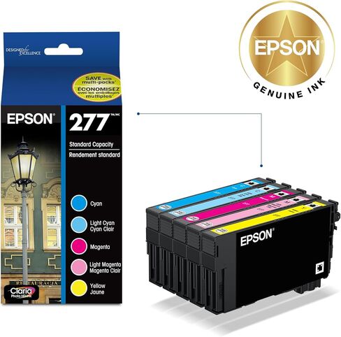 مجموعة حبر EPSON 277 Claria Photo HD سعة قياسية 5 خراطيش ألوان (T277920-S) تعمل مع Expression Photo XP-850، XP-860، XP-950، XP-960، XP-970 in Kuwait