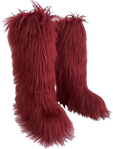 QMfur نساء فروي الركبتين عالية الثلج أحذية فو فو فرو in Kuwait