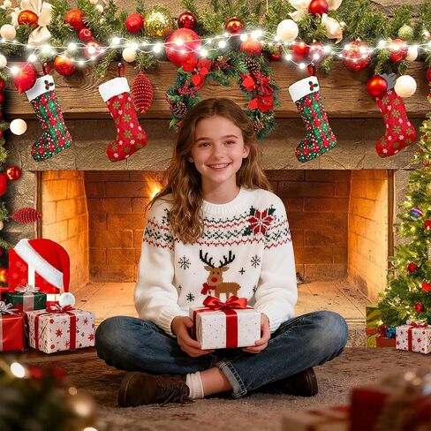 Mocsicka Fireplace Backdrop 5x3ft Merry Christmas Fireplace Family Party Decorations Picture Photo Backdrops Xmas Socks Trees Photography Background in Saudi Arabia
