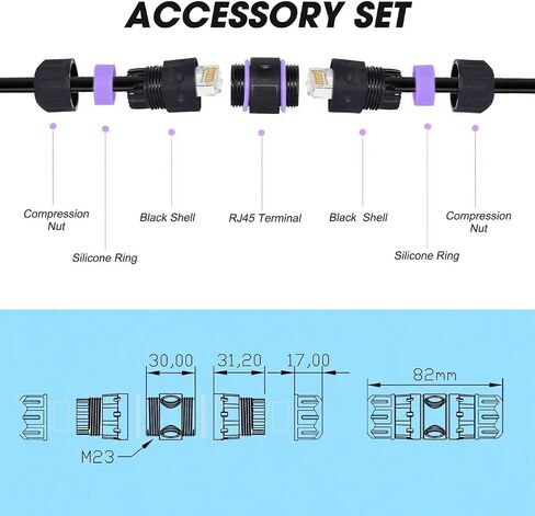 وصلة RJ45، وصلة RJ45، رابط شبكة لكابل إيثرنت Cat7/Cat6/Cat5e/cat5e/cat5 - أنثى إلى أنثى، حزمة من 6 قطع in Kuwait