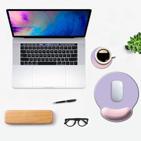 Ergonomic Mouse Pad with Wrist Support, Cute Wrist Pad with Non-Slip Rubber Base for Computer, Laptop, Home Office Gaming, Working, Easy Typing & Pain Relief,Moon in Kuwait