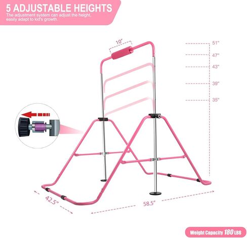 YEEGO DIRECT Expandable Gymnastics Bar, Folding Horizontal Kip Bars Junior Premium Gymnastic Equipment Monkey Climbing Tower Home Training for Kids in Saudi Arabia