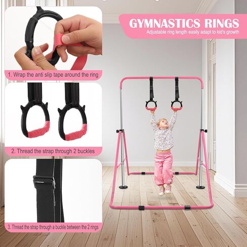 YEEGO DIRECT Expandable Gymnastics Bar, Folding Horizontal Kip Bars Junior Premium Gymnastic Equipment Monkey Climbing Tower Home Training for Kids in Saudi Arabia