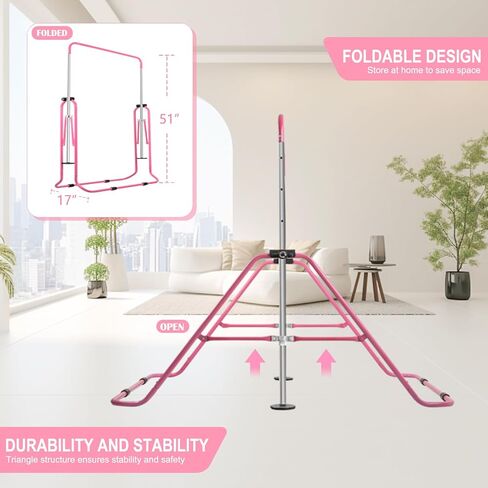 YEEGO DIRECT Expandable Gymnastics Bar, Folding Horizontal Kip Bars Junior Premium Gymnastic Equipment Monkey Climbing Tower Home Training for Kids in Saudi Arabia