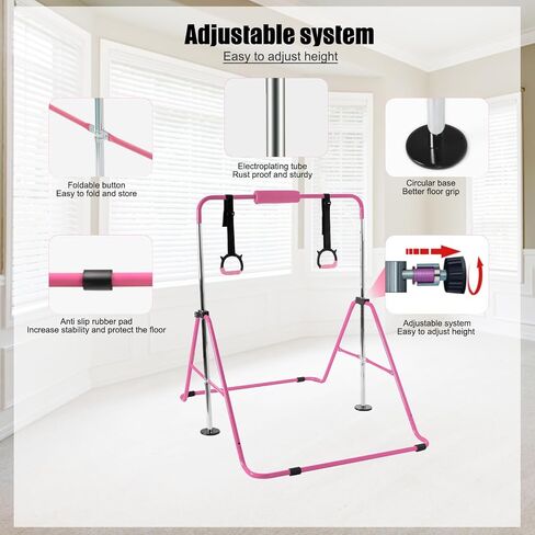 YEEGO DIRECT Expandable Gymnastics Bar, Folding Horizontal Kip Bars Junior Premium Gymnastic Equipment Monkey Climbing Tower Home Training for Kids in Saudi Arabia