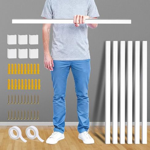 Cord Cover Raceway Kit, 628 in Cable Cover Channel, Paintable Cord Concealer System Cable Hider, Cord Wires, Hiding Wall Mount TV Powers Cords in Home Office, 40 X L15.7in X W0.95in X H0.55in, White in Kuwait