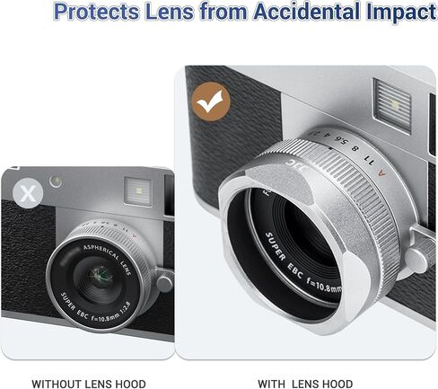 Metal Square X Half Lens Had Hood Sun مع غطاء عدسة لفوجي Fujifilm X Half Xhalf Digital Camera ، واقي غطاء محرك غطاء واقية ، ومسطح ضريح كتلة تقليل التوهج - رمادي داكن in Saudi Arabia