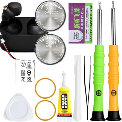 بطاريات 2PCS Z55H وبطارية حالة الشحن ، استبدال WF-1000XM4 WF-1000XM3 WF-SP900 WF-H800 WF-SP700N WF-XB700 WF-C700N WF-C500 WI-SP600N مع أداة لاصقة 3.85V 70MAH in Kuwait