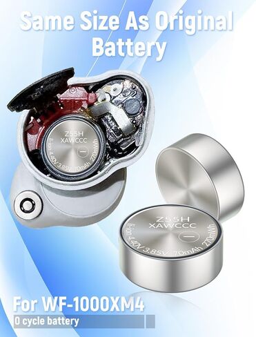 بطاريات 2PCS Z55H وبطارية حالة الشحن ، استبدال WF-1000XM4 WF-1000XM3 WF-SP900 WF-H800 WF-SP700N WF-XB700 WF-C700N WF-C500 WI-SP600N مع أداة لاصقة 3.85V 70MAH in Kuwait