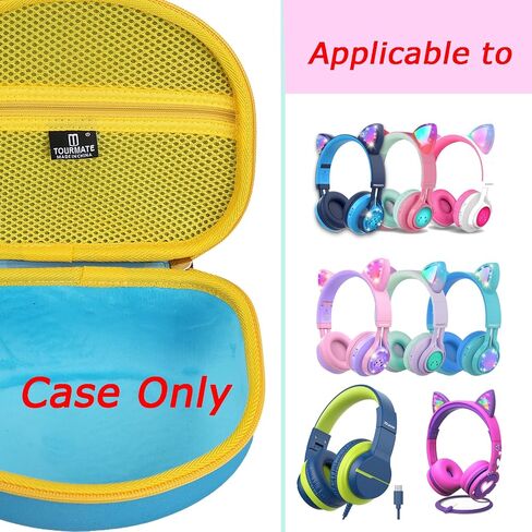 Tourmate Hard Travel Case for Riwbox CT-7 CT-7S / iClever HS01 / FosPower Cat Ear LED Light Kids Wireless Headphones, Protective Carrying Storage Bag（Box for Sale） (Purple&Pink) in Kuwait