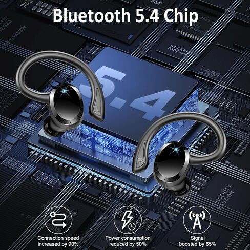 Wireless Earbuds Bluetooth Headphones Sport, Bluetooth 5.3 Earbud 3D HiFi Stereo Over Ear Buds, 48Hrs Earhooks Earphone with Noise Cancelling Mic, IP7 Waterproof Headset for Workout/Running/Gym, Rose in Kuwait