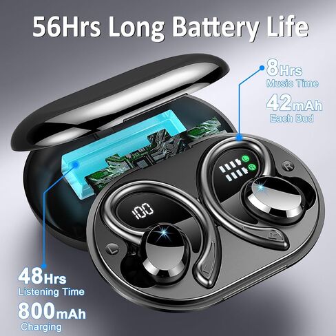Wireless Earbuds Bluetooth Headphones Sport, Bluetooth 5.3 Earbud 3D HiFi Stereo Over Ear Buds, 48Hrs Earhooks Earphone with Noise Cancelling Mic, IP7 Waterproof Headset for Workout/Running/Gym, Rose in Kuwait