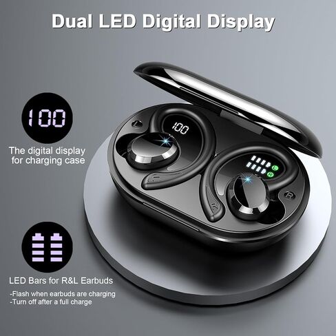 Wireless Earbuds Bluetooth Headphones Sport, Bluetooth 5.3 Earbud 3D HiFi Stereo Over Ear Buds, 48Hrs Earhooks Earphone with Noise Cancelling Mic, IP7 Waterproof Headset for Workout/Running/Gym, Rose in Kuwait
