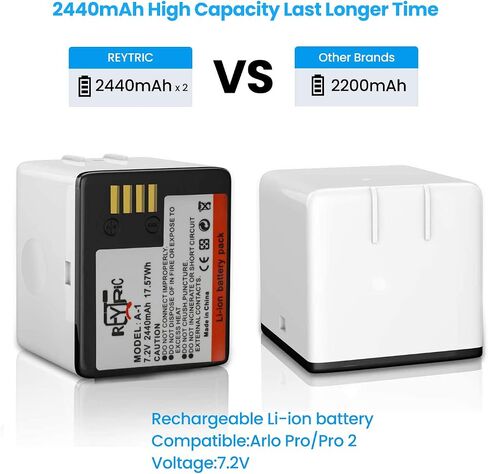 REYTRIC 2-Pack A-1 Upgraded Batteries for Arlo Pro, Pro 2, Battery Compatible with Arlo VMC4030 VMC4030P VMS4230 VMS4430 VMS4530 VMS4230P VMS4430P VMS4530P-100NAR Camera, VMA4400 A-1B A-1C in Kuwait