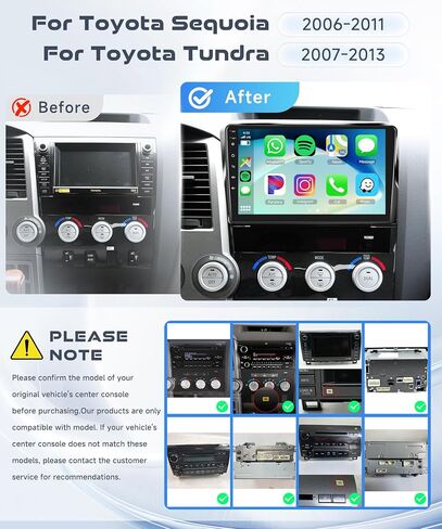 for Toyota Sequoia 2008-2019/Toyota Tundra 2007-2013 Android Car Stereo 2+32G Support Wireless Carplay&Android Auto with 10.1" Touchscreen WiFi GPS luetooth HiFi FM/RDS Radio USB Backup Camera in Kuwait