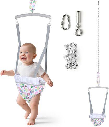 Slevoo Baby Jumper, with Ceiling Hook, Quick-Entry and Space-Saving Portable Infant Jumper for Small Spaces in Saudi Arabia