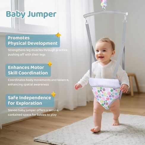 Slevoo Baby Jumper, with Ceiling Hook, Quick-Entry and Space-Saving Portable Infant Jumper for Small Spaces in Saudi Arabia