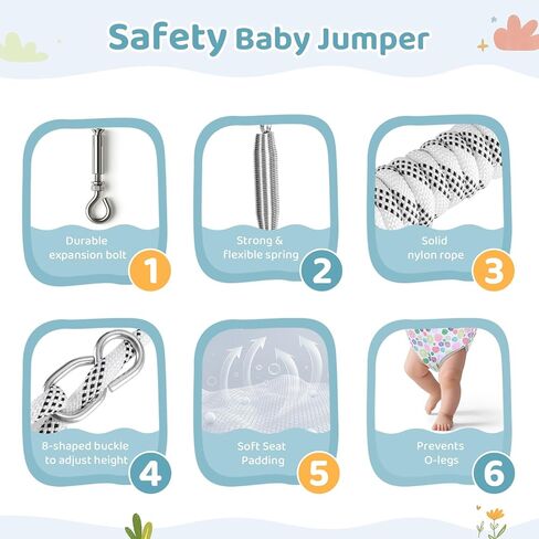 Slevoo Baby Jumper, with Ceiling Hook, Quick-Entry and Space-Saving Portable Infant Jumper for Small Spaces in Saudi Arabia