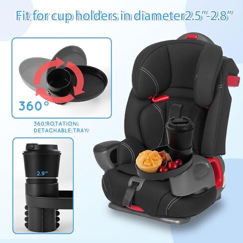 Car Seat Snack Tray Cup Holder 2.5-2.8in Travel Table Road Trip | (Blue)car seat travel snack tray, fits cup holders 2.5-2.8 inch, road trip table, easy clean, portable convenience in Saudi Arabia
