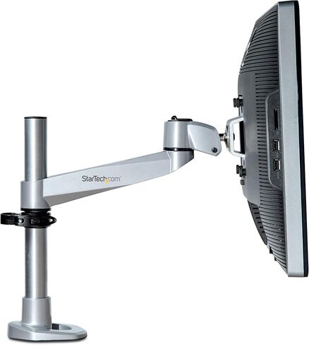 StarTech.com Desk Mount Dual Monitor Arm - Premium Articulating Monitor Arm - up to 27 VESA Mount Displays - Height Adjustable Monitor Mount - Rotate/Tilt/Swivel - Clamp/Grommet - Silver (ARMDUALPS) in Saudi Arabia