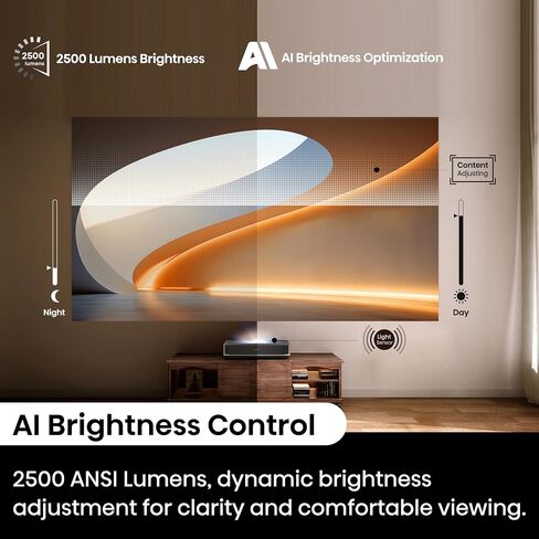 جهاز عرض المسرح المنزلي Hisense PX2-PRO Trichroma Ultra Short Throw، 90 بوصة - 130 بوصة، 4K UHD، Dolby Vision & Atmos، HDR10، 2400 لومن، Google TV، Netflix in Saudi Arabia
