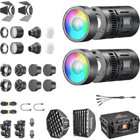 Godox على دراية MS60BI BI-COLOR LED KIT مع البطارية ، عاكس العدسات ، سلك شحن USB-C ، حقيبة تخزين للفيلم ، البث ، إنتاج الفيديو (BI-COLOR ، طقم 2-LIGHT) in Kuwait
