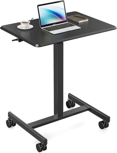 Sweetcrispy Small Mobile Rolling Standing Desk - Overbed Table, Teacher Podium with Wheels, Adjustable Work Table, Rolling Desk Laptop Computer Cart for Home, Office, Classroom in Kuwait