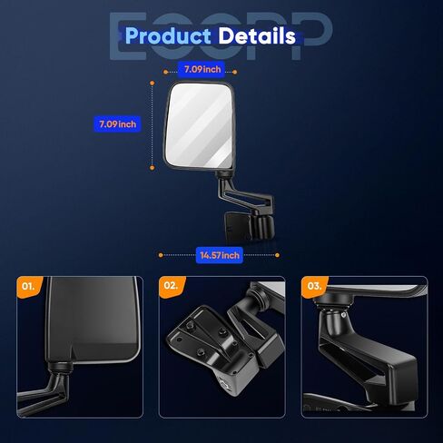 ECCPP Texture Side View Mirror Black Pair Side Mirror Replacement fit for 1987-2002 For Jeep Wrangler (exclude 1996) with Manual Folding in Saudi Arabia