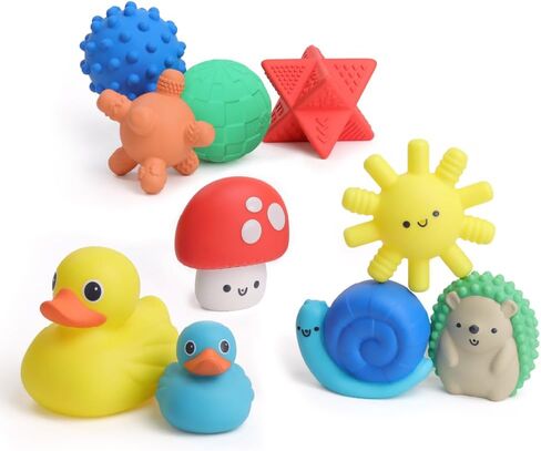 مجموعة هدايا Itzy Ritzy Bathtime-مجموعة من ألعاب الحمام ذات 12 قطعة ، بما في ذلك مغرفة مائية ، وتكديس منارة ، وألعاب الخاتم والألعاب (بحري) in Kuwait