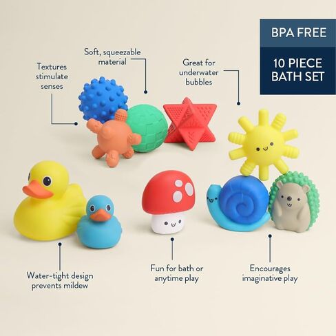 مجموعة هدايا Itzy Ritzy Bathtime-مجموعة من ألعاب الحمام ذات 12 قطعة ، بما في ذلك مغرفة مائية ، وتكديس منارة ، وألعاب الخاتم والألعاب (بحري) in Kuwait