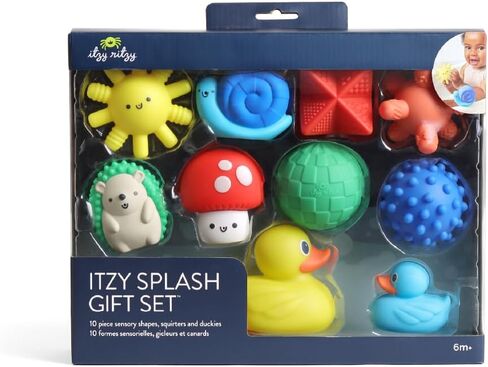 مجموعة هدايا Itzy Ritzy Bathtime-مجموعة من ألعاب الحمام ذات 12 قطعة ، بما في ذلك مغرفة مائية ، وتكديس منارة ، وألعاب الخاتم والألعاب (بحري) in Kuwait