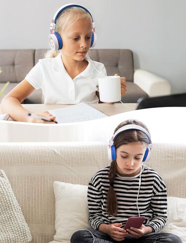 سماعات رأس New Bee Kids للمدرسة مع ميكروفون KH20 HD ستيريو آمن الحجم محدود 85 ديسيبل/94 ديسيبل قابلة للطي خفيفة الوزن على الأذن لأجهزة الكمبيوتر/Mac/Android/Kindle/الكمبيوتر اللوحي/الوسادة (برتقالي) in Kuwait