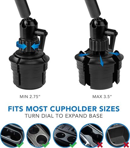 Mount-It! Premium Cup Holder Tablet Mount Fits Vehicle Cupholders 2.75"–3.5" in Diameter, Adjustable Tray for 7"–11" Tablets, Heavy-Duty Aluminum Arm, Full Motion Swivel & Secure Lock Cars Trucks SUVs in Kuwait