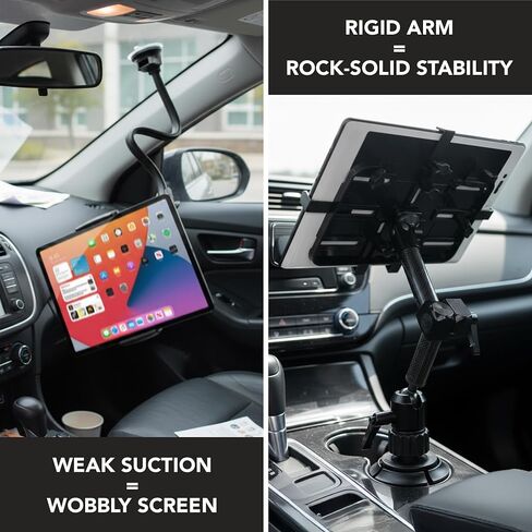 Mount-It! Premium Cup Holder Tablet Mount Fits Vehicle Cupholders 2.75"–3.5" in Diameter, Adjustable Tray for 7"–11" Tablets, Heavy-Duty Aluminum Arm, Full Motion Swivel & Secure Lock Cars Trucks SUVs in Kuwait