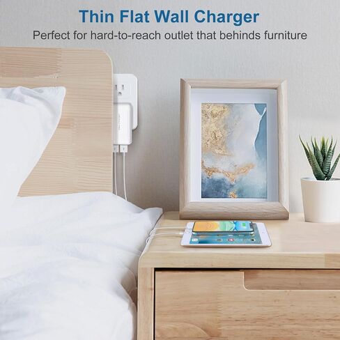 Flat USB Wall Charger, OKRAY Extra-Slim&Foldable 2 USB-A Port Charger Block in Kuwait