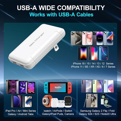 Flat USB Wall Charger, OKRAY Extra-Slim&Foldable 2 USB-A Port Charger Block in Kuwait